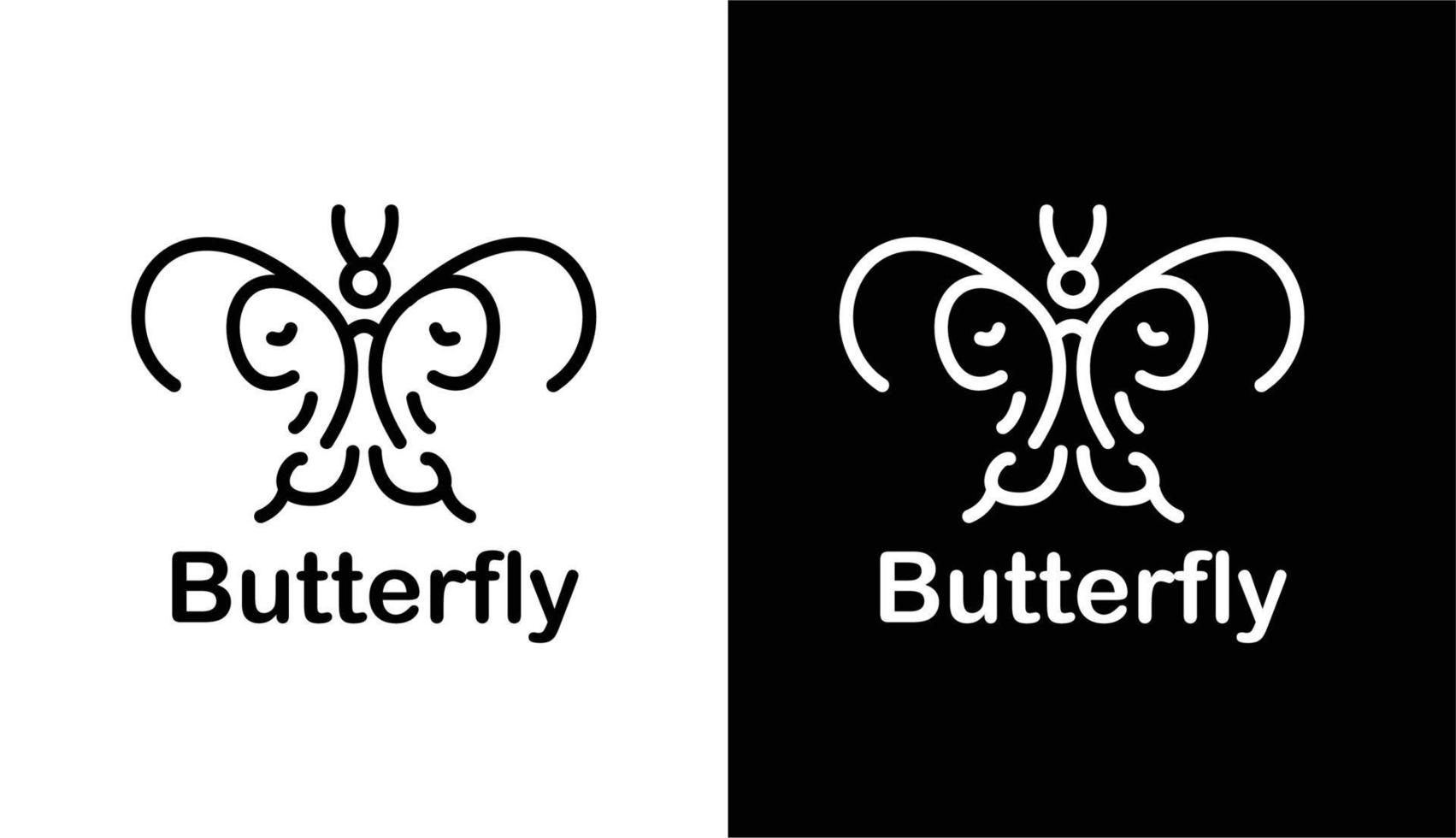 eenvoudig vlinderlogo, schattige monoline-illustratie, geschikt voor kleding-, café- en hijab-bedrijven vector