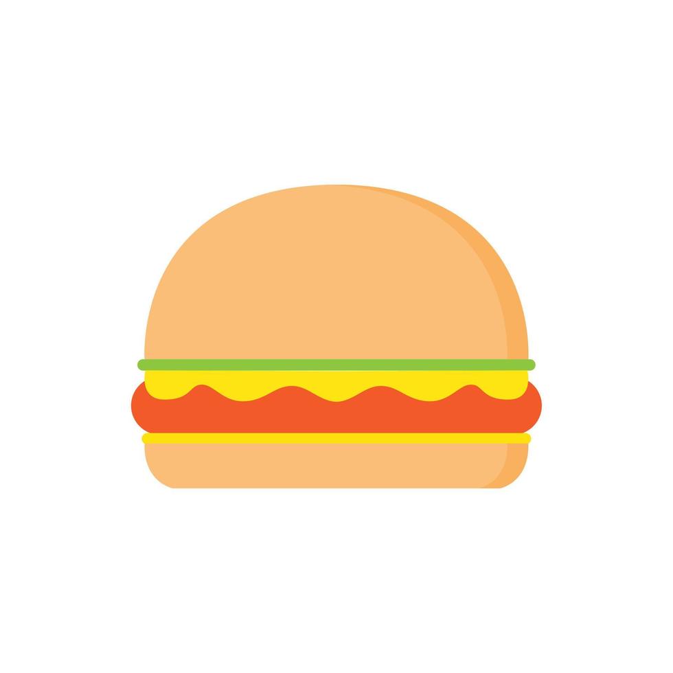 hamburger platte ontwerp vectorillustratie geïsoleerd op een witte achtergrond. hamburger in minimalistische stijl. plat ontwerp vector