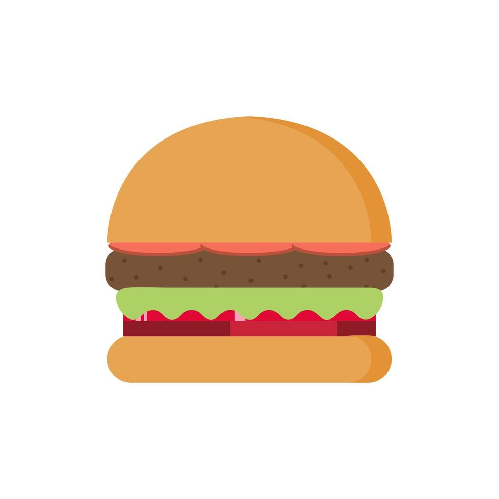 hamburger met salade, tomaten, kaas en kotelet. Fast food. vectorillustratie. fastfood hamburger diner en restaurant, lekker ongezond fastfood klassieke voeding in vlakke stijl. vector