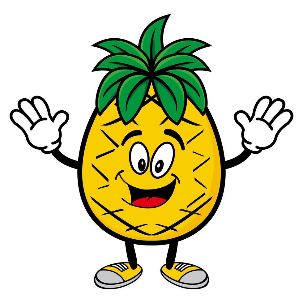 set collectie van schattige ananas mascotte ontwerp karakter. geïsoleerd op een witte achtergrond. schattig karakter mascotte logo idee bundel concept vector