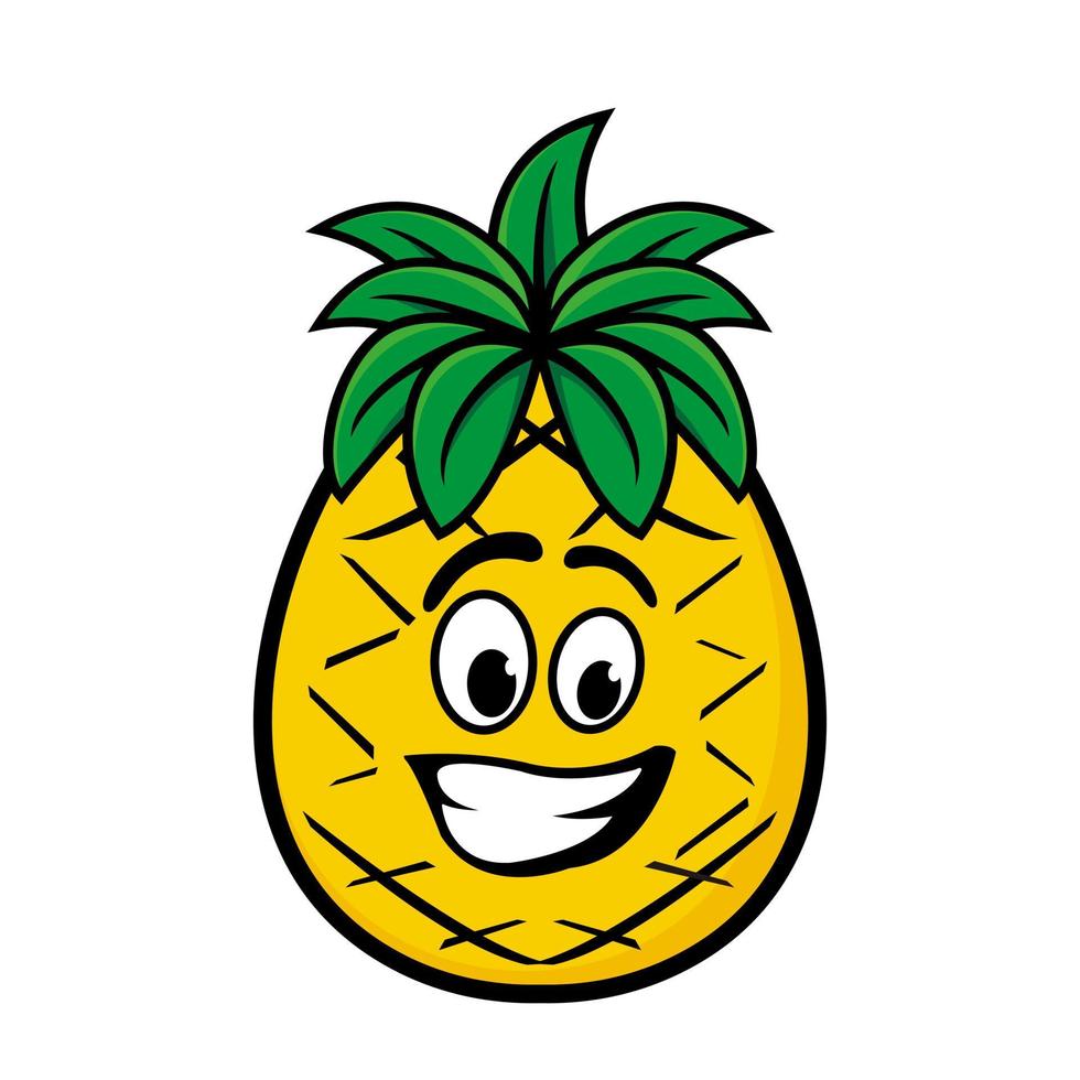 set collectie van schattige ananas mascotte ontwerp karakter. geïsoleerd op een witte achtergrond. schattig karakter mascotte logo idee bundel concept vector