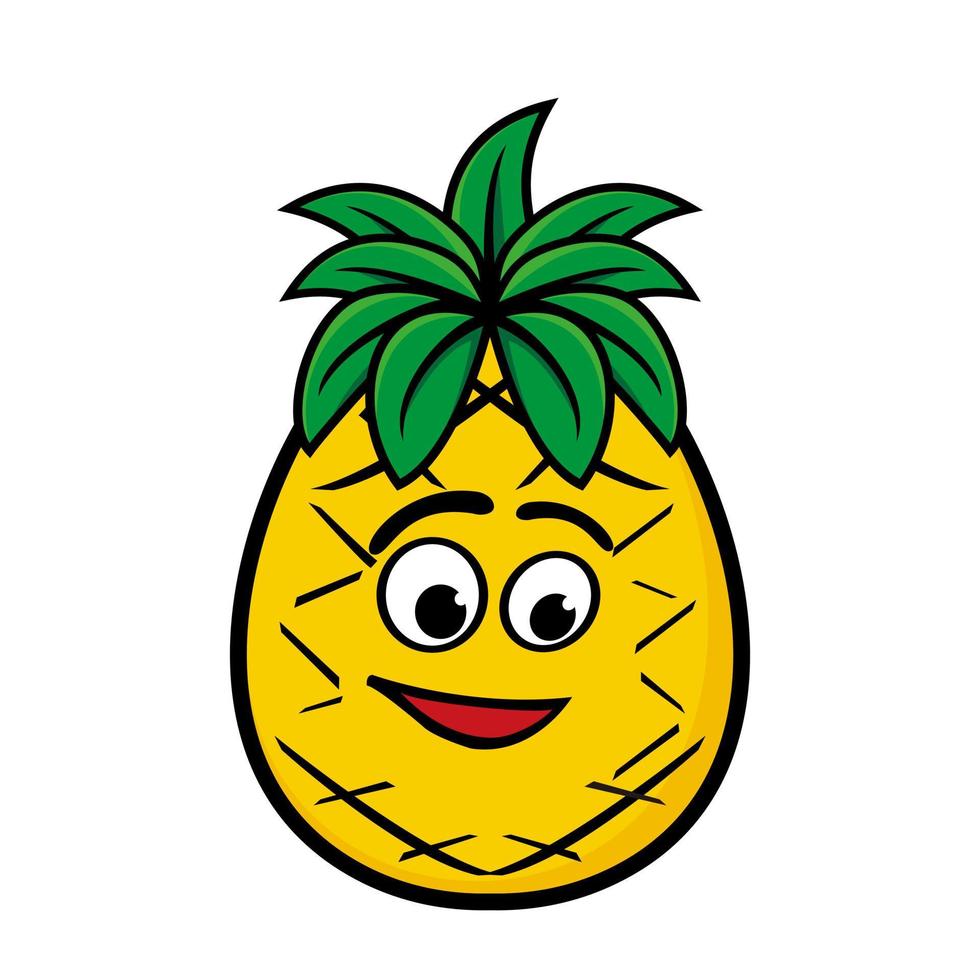 set collectie van schattige ananas mascotte ontwerp karakter. geïsoleerd op een witte achtergrond. schattig karakter mascotte logo idee bundel concept vector