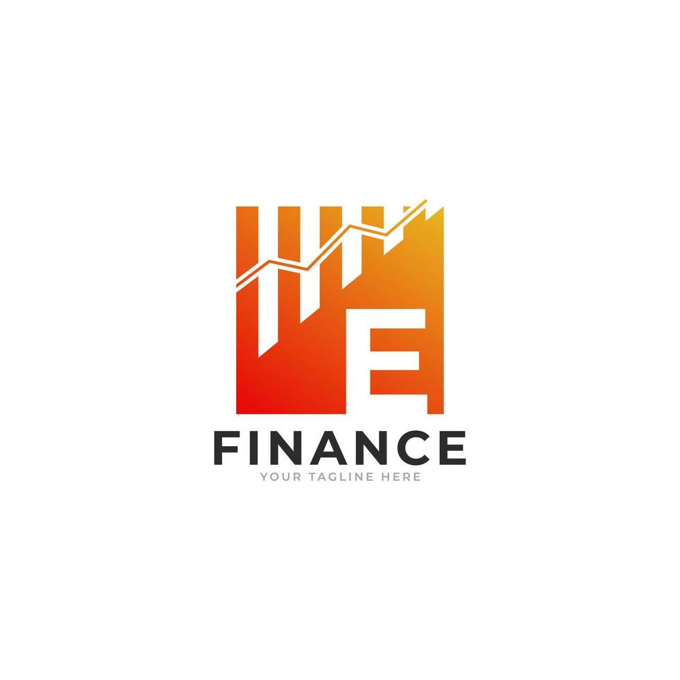 beginletter e grafiek bar financiën logo ontwerp inspiratie vector