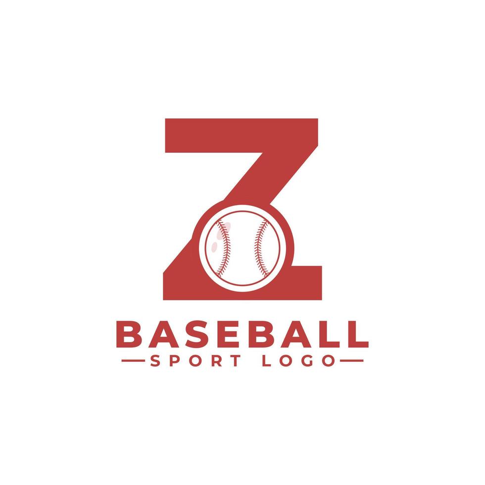 letter z met honkbal logo-ontwerp. vectorontwerpsjabloonelementen voor sportteam of huisstijl. vector