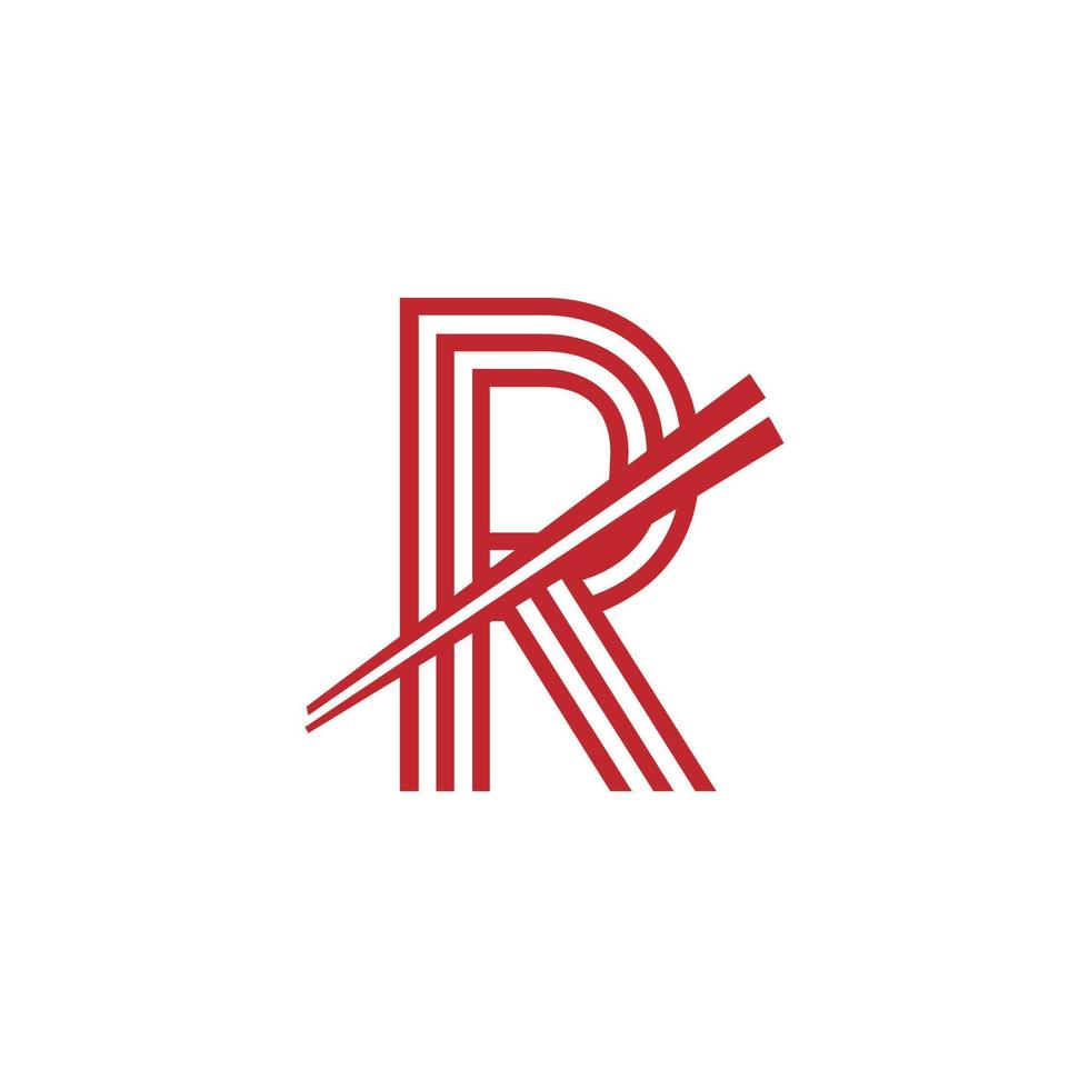 letter r Japanse noedels vector logo symbool. geschikt voor Japanse restaurants logo inspiratie.