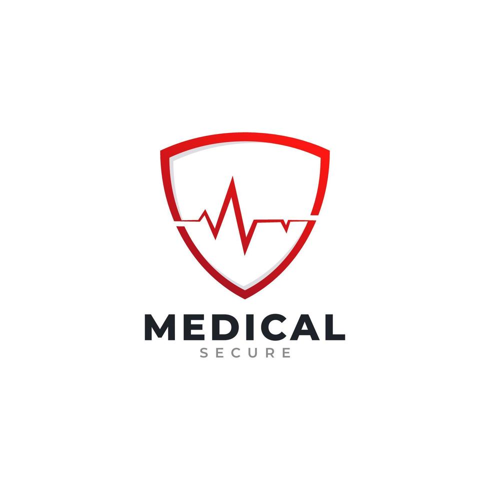 medisch veilig logo-ontwerp. medische gezondheid bescherming schild kruis vectorillustratie vector