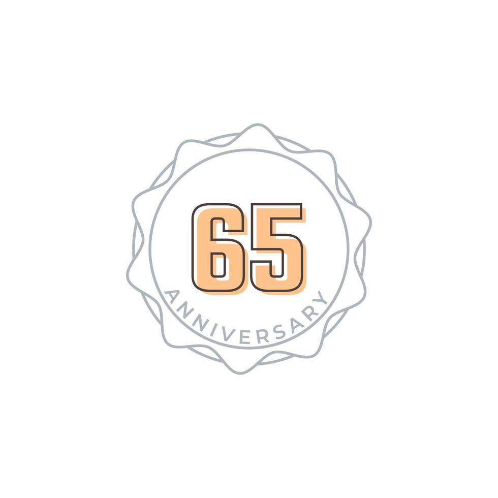 65 jaar verjaardag viering vector badge. de gelukkige verjaardagsgroet viert de illustratie van het sjabloonontwerp