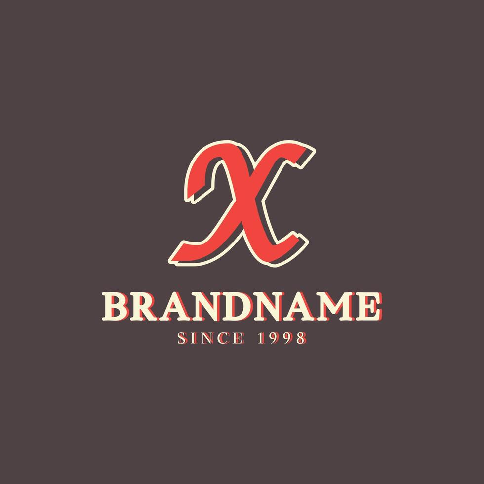 retro letter x-logo in vintage westernstijl met dubbele laag. bruikbaar voor vectorlettertype, labels, posters enz. vector