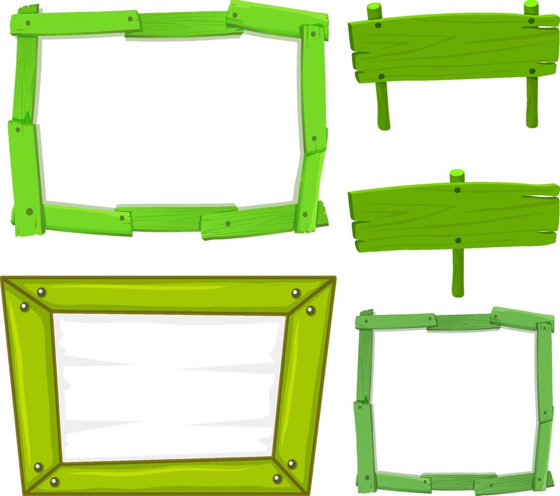 set houten tekenbanner in groene kleur vector