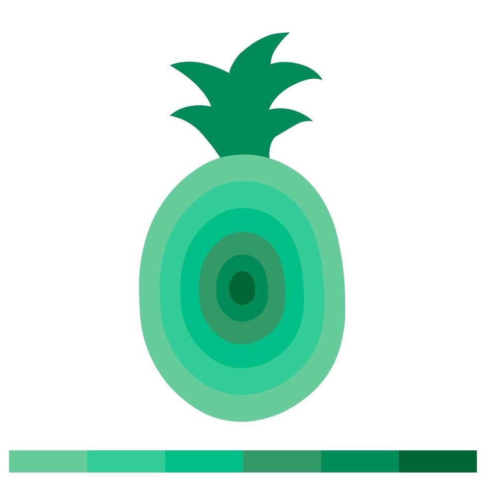 ananas 6 stuks warme kleurtinten - vector