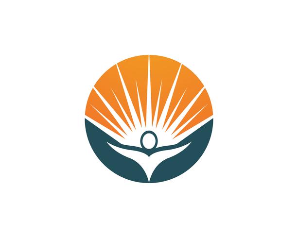 Mensen geven en zon natuur therapie vector logo