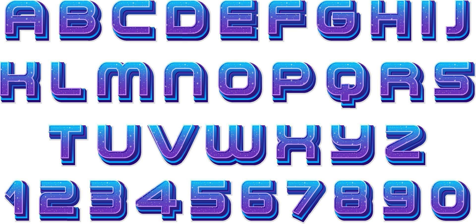 een set van engels alfabet ruimte lettertype op witte achtergrond vector
