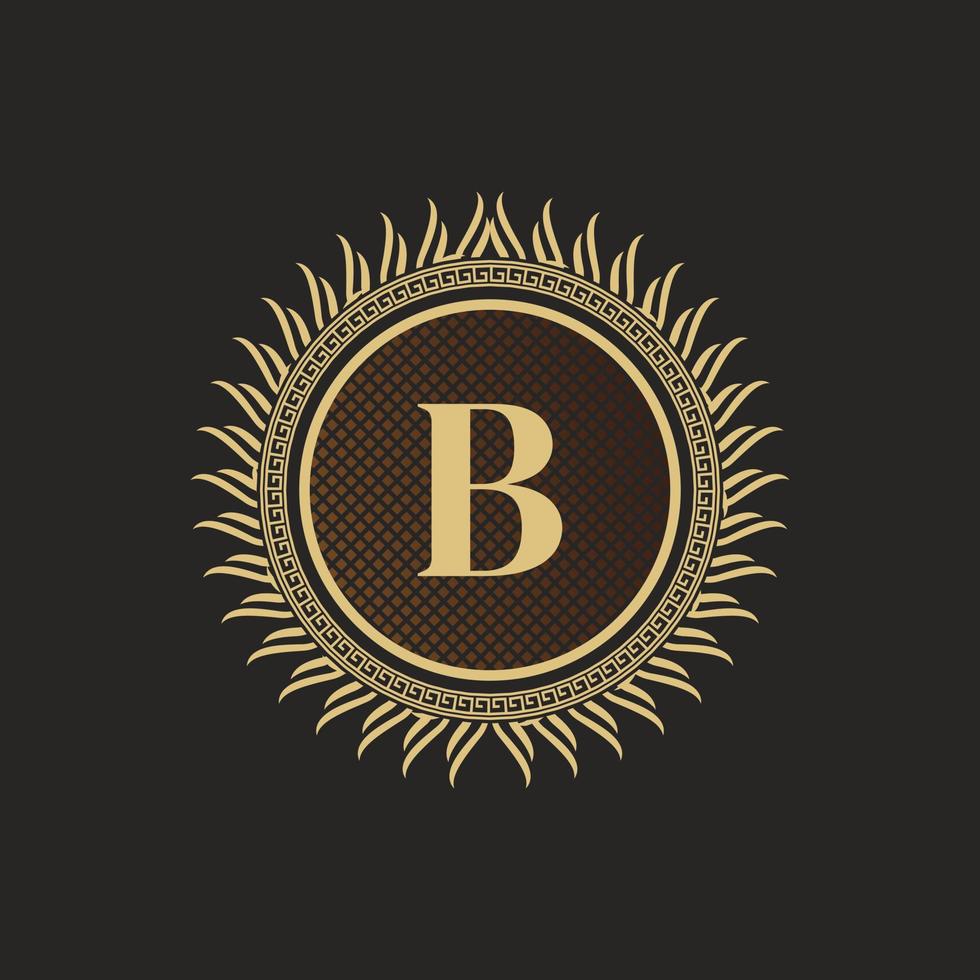 embleem letter b gouden monogram ontwerp. luxe volumetrische logo sjabloon. 3D-lijn ornament voor uithangbord, badge, crest, label, boutique merk, hotel, restaurant, heraldisch. vector illustratie