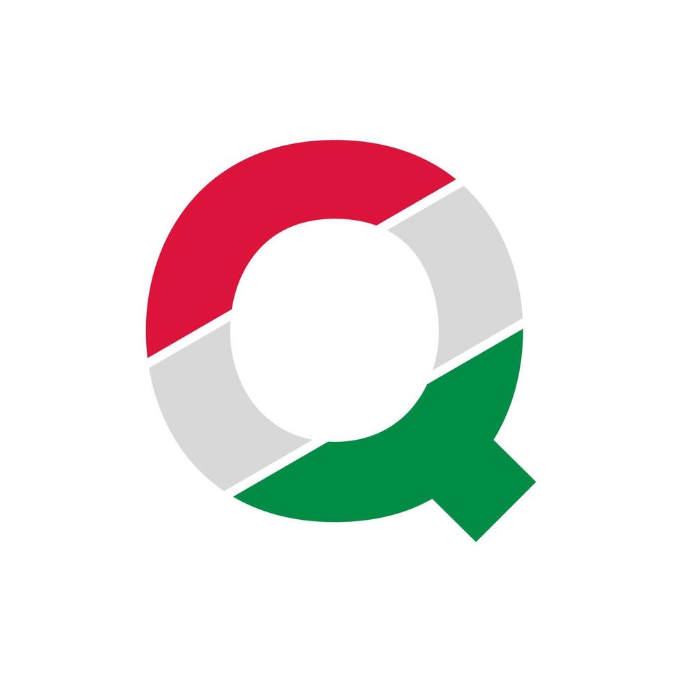 beginletter q papieruitsparing met Italiaanse vlag kleur logo ontwerpsjabloon vector