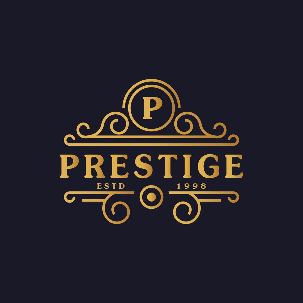 letter p luxe logo bloeit kalligrafische elegante ornament lijnen. zakelijk teken, identiteit voor restaurant, royalty, boetiek, café, hotel, heraldisch, sieraden en mode-logo ontwerpsjabloon vector