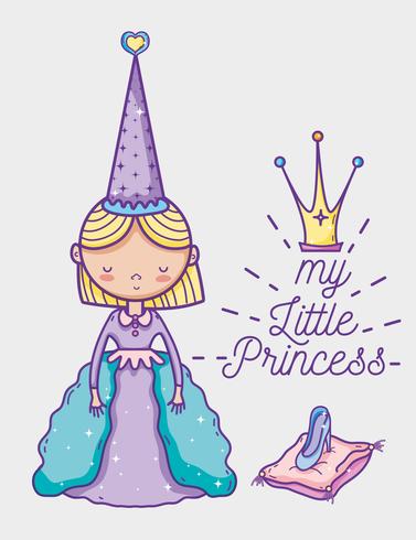 Weinig prinses schattig hand tekening cartoon vector