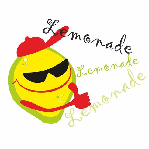 Limonade. Belettering. De cartooncitroenman nodigt u uit om een prachtige koele drank te drinken. vector. vector