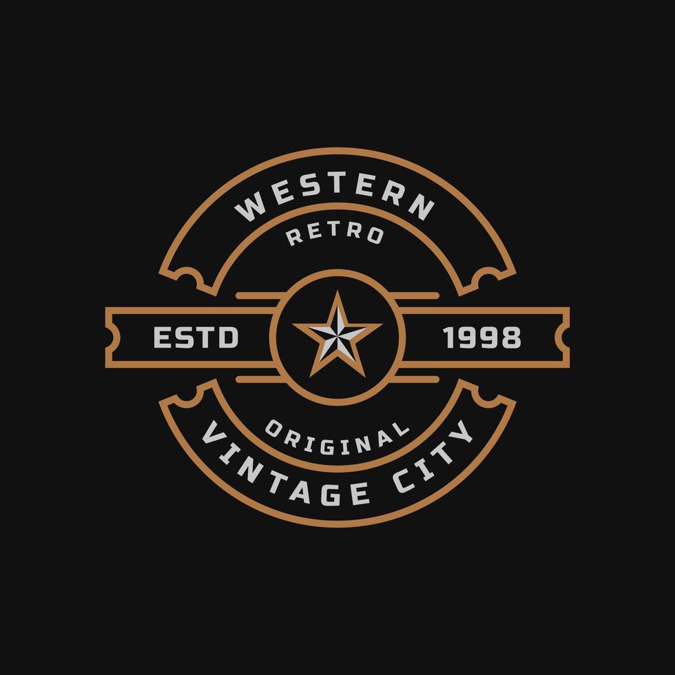 vintage retro badge voor westers land embleem texas logo ontwerpsjabloon element vector