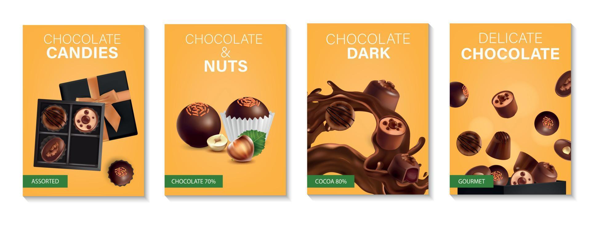 chocolade poster realistische set vector