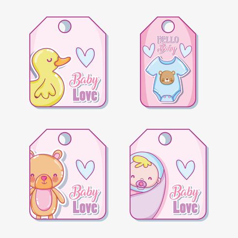 Schattige baby tags vector