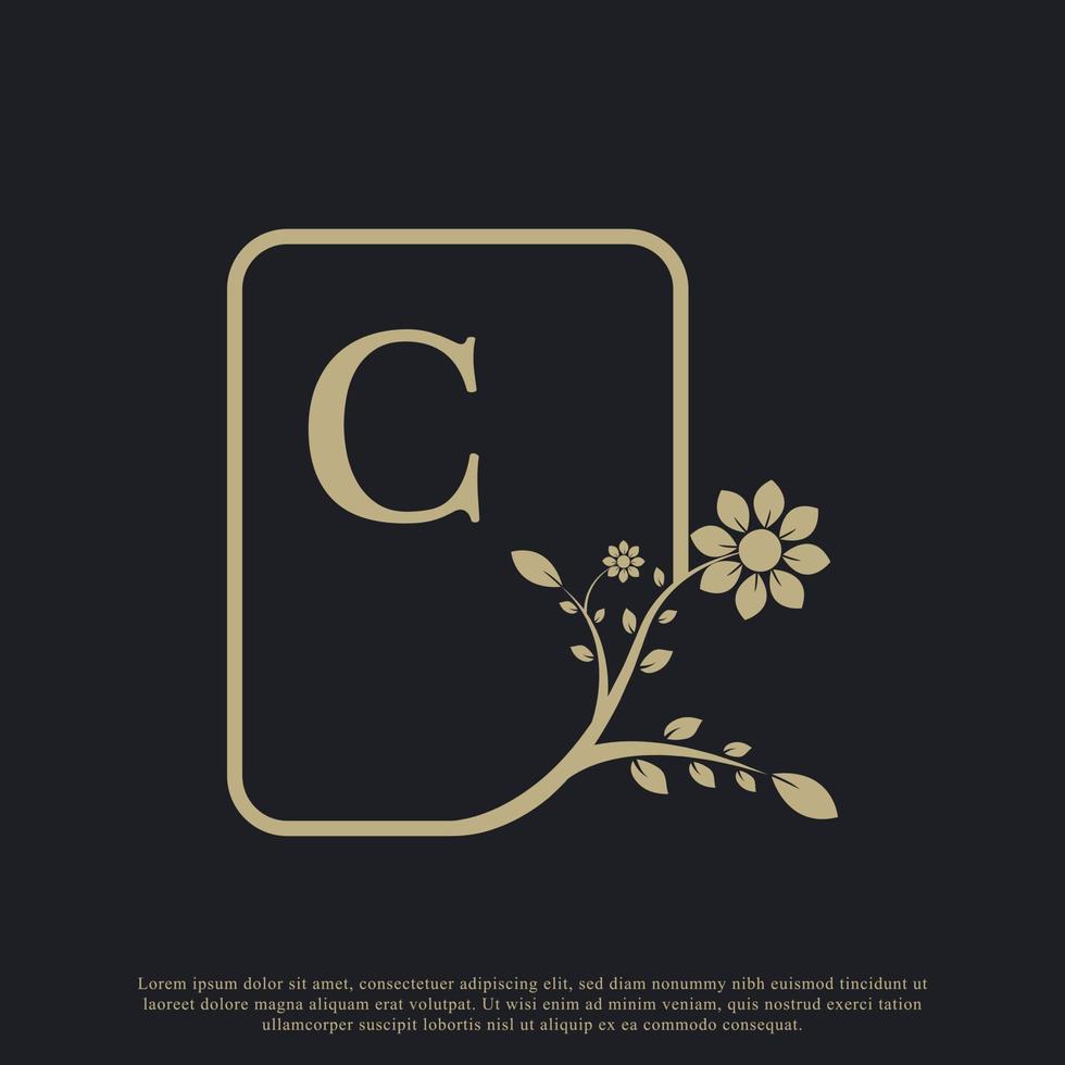 rechthoek letter c monogram luxe logo sjabloon bloeit. geschikt voor natuurlijke, eco-, sieraden-, mode-, persoonlijke of zakelijke branding. vector