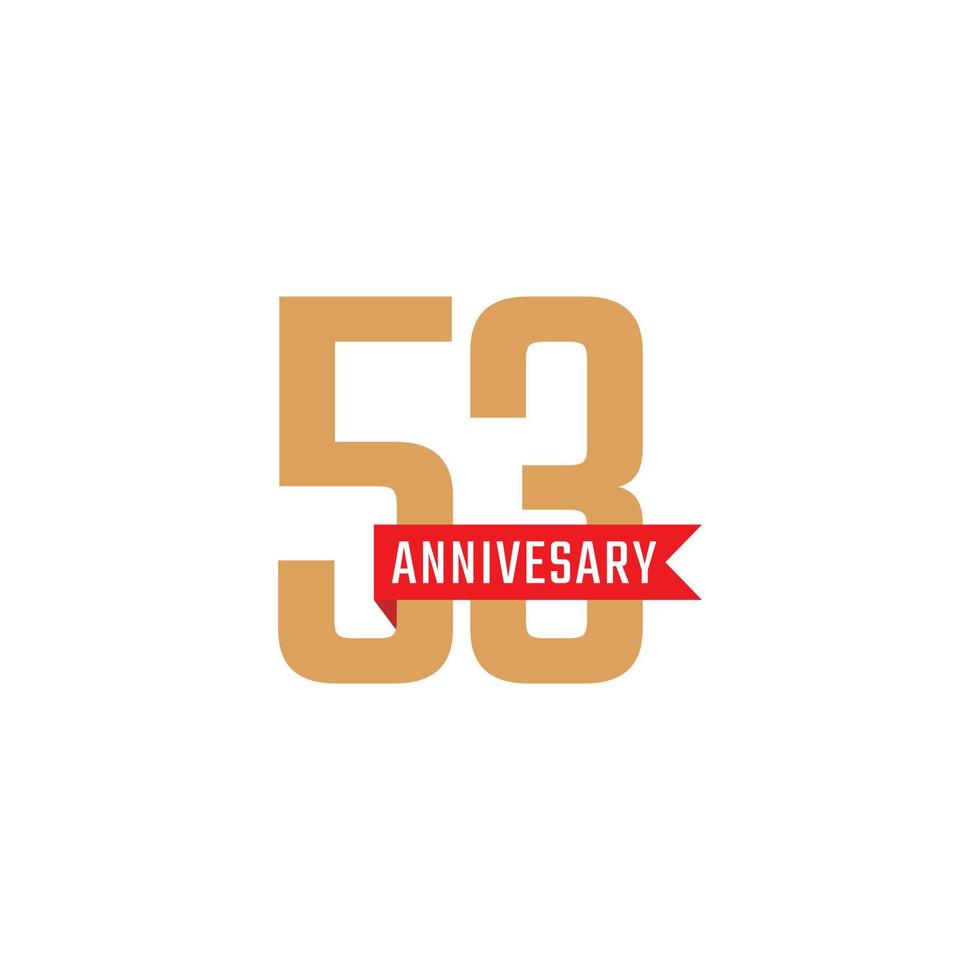 53-jarig jubileumfeest met rood lintvector. de gelukkige verjaardagsgroet viert de illustratie van het sjabloonontwerp vector
