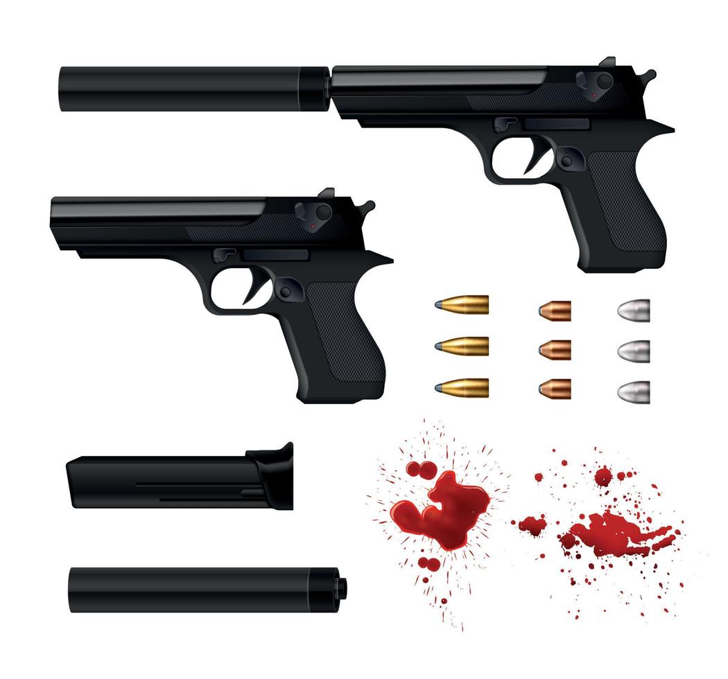 pistool pistool realistische set vector