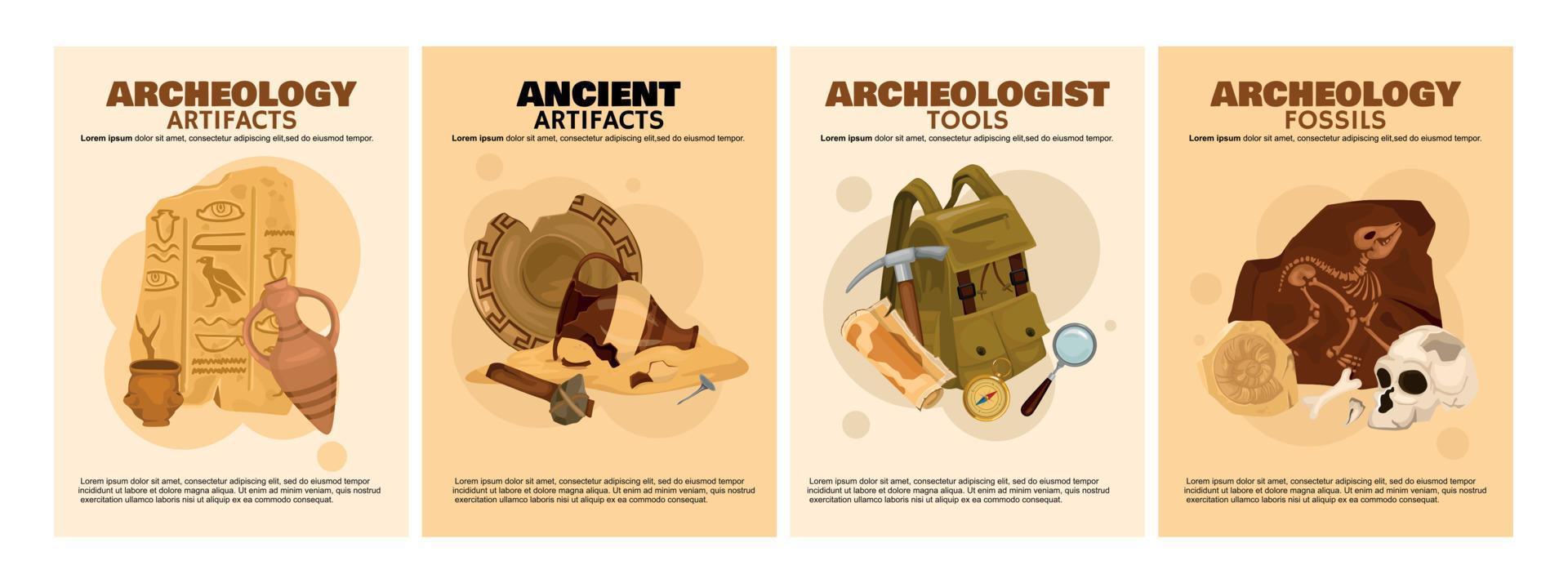 archeologie oude poster set vector