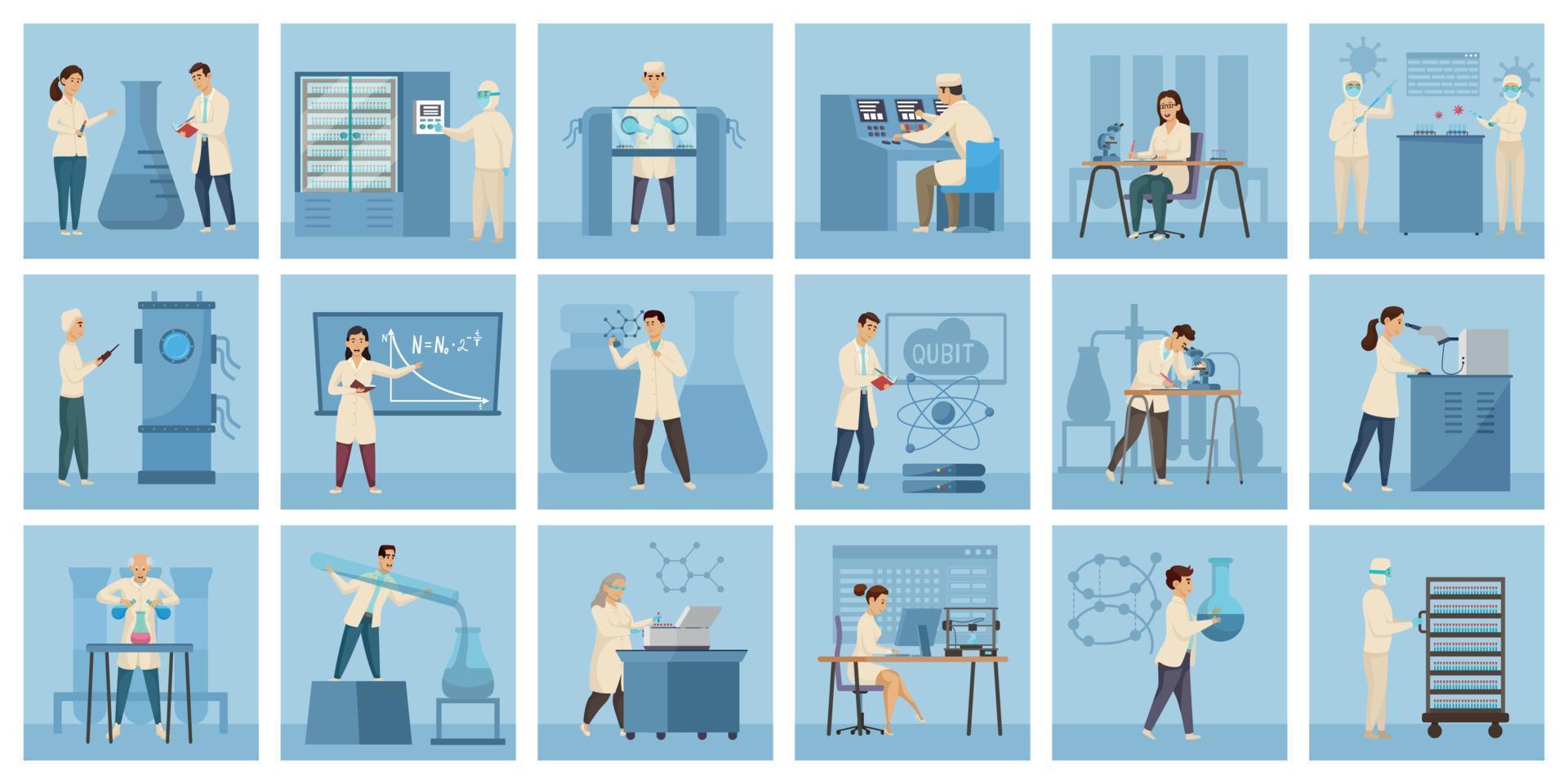 laboratorium werkt vierkante composities vector