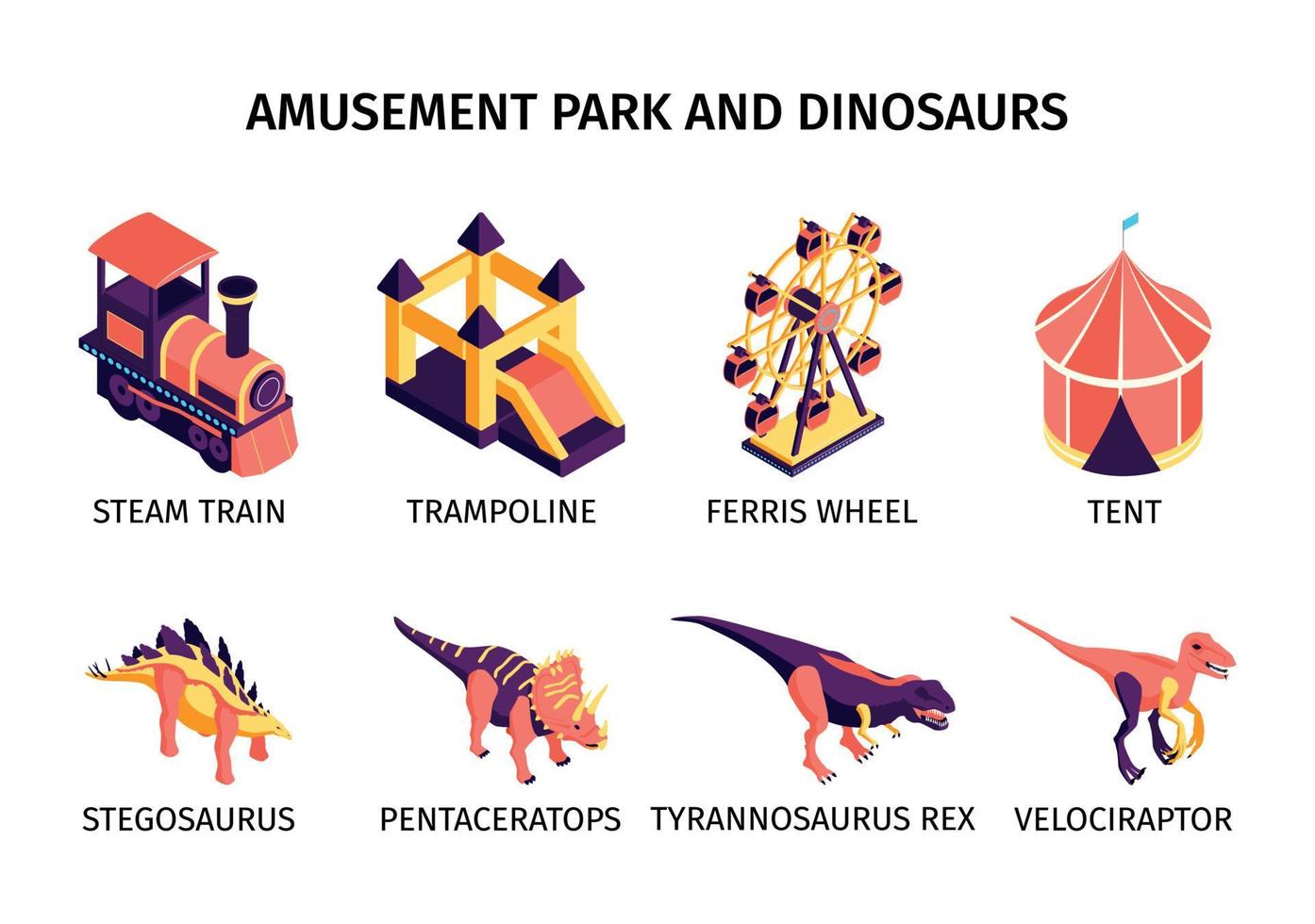 pretpark composities set vector