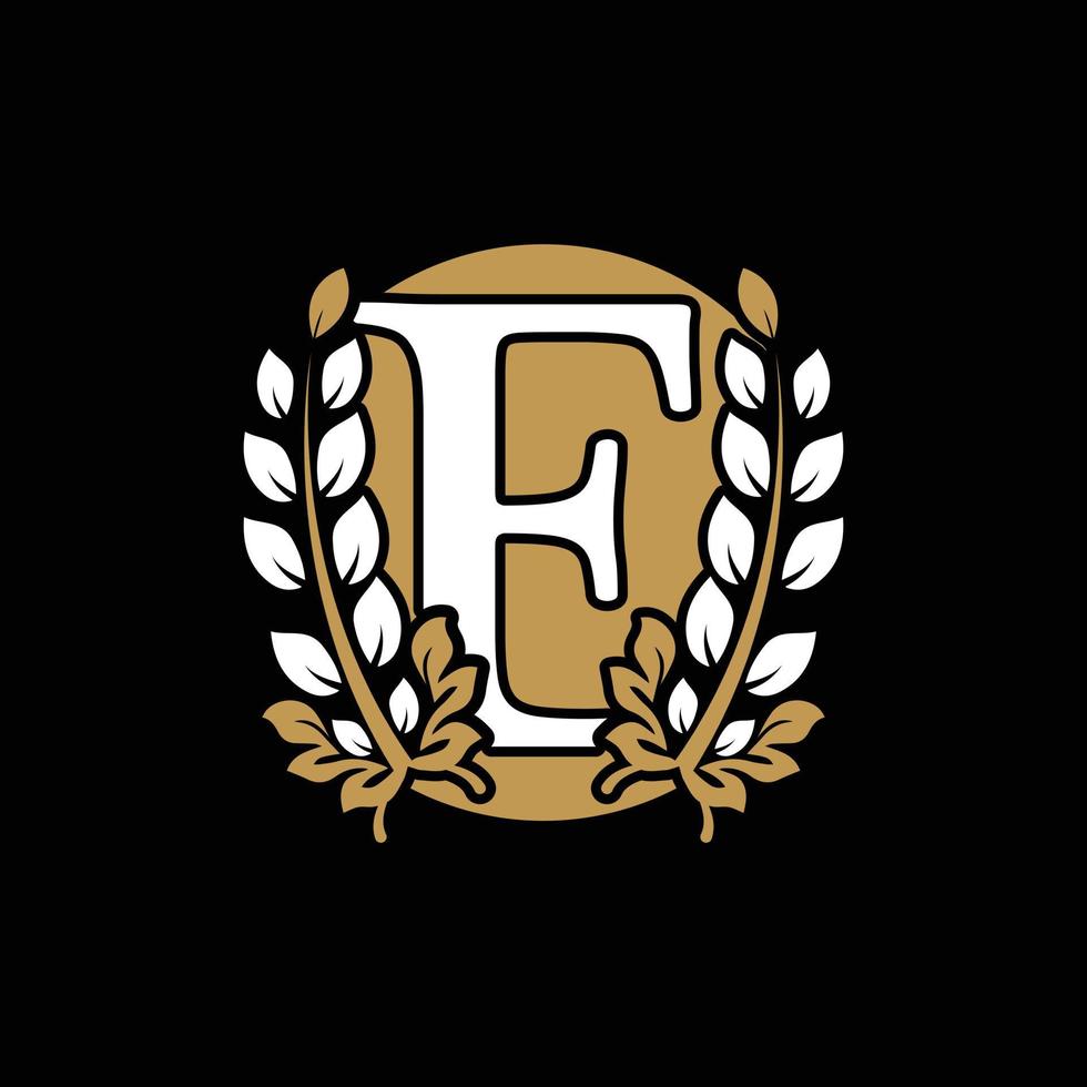 eerste letter e gekoppeld monogram gouden lauwerkrans met cirkel logo. sierlijk ontwerp voor restaurant, café, merknaam, badge, label, luxe identiteit vector