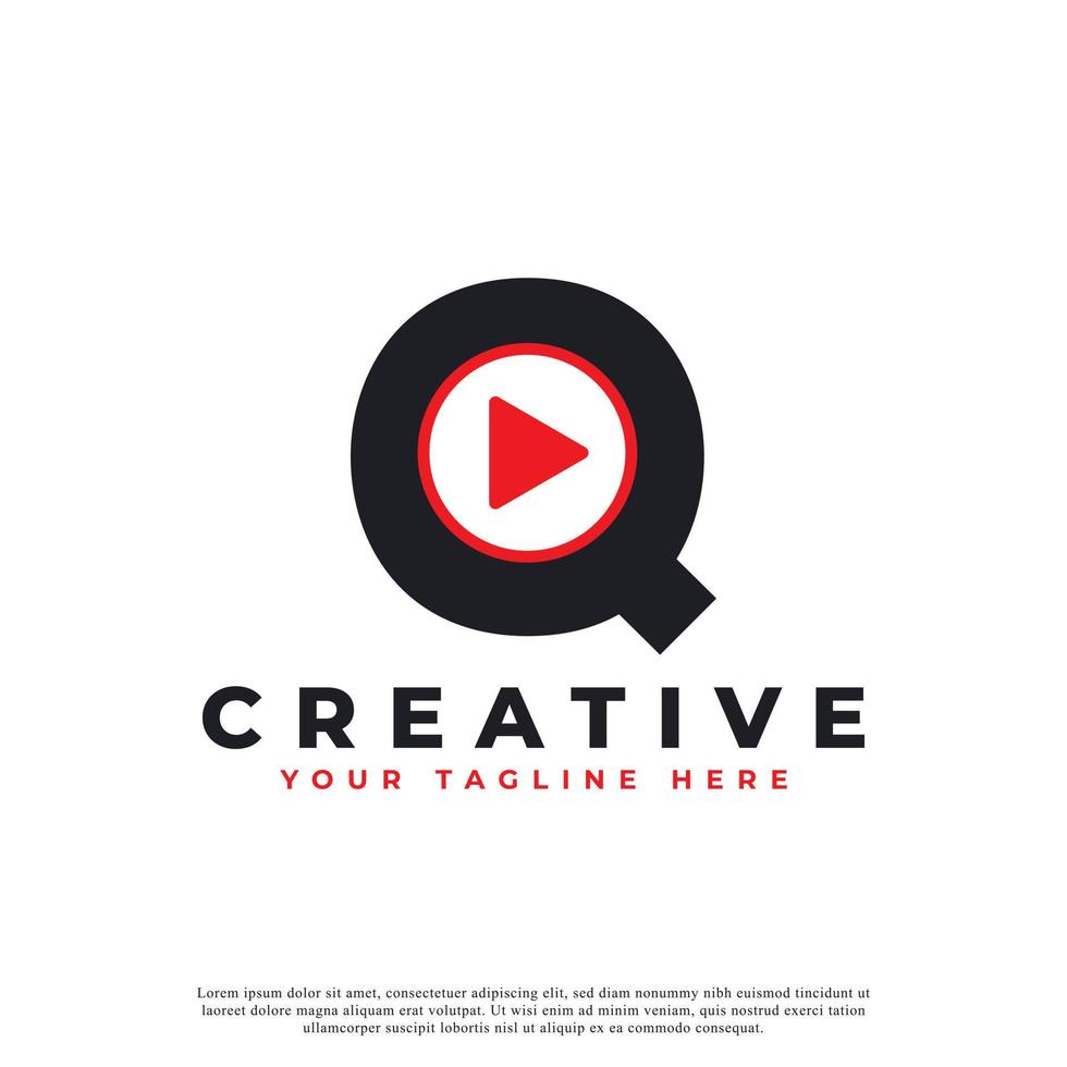 creatief modern spel letter q pictogram. muziek- en video-logo-element. bruikbaar voor bedrijfs- en technologielogo's. vector