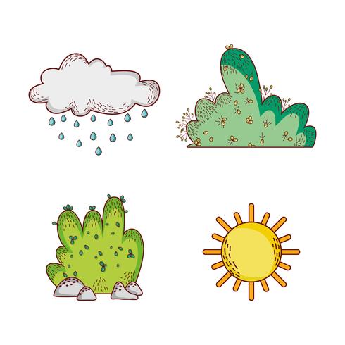 Natuurelementen doodles cartoons vector