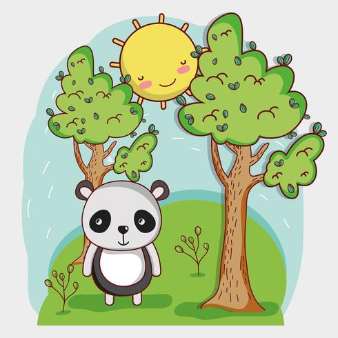 Leuke panda op bos vector