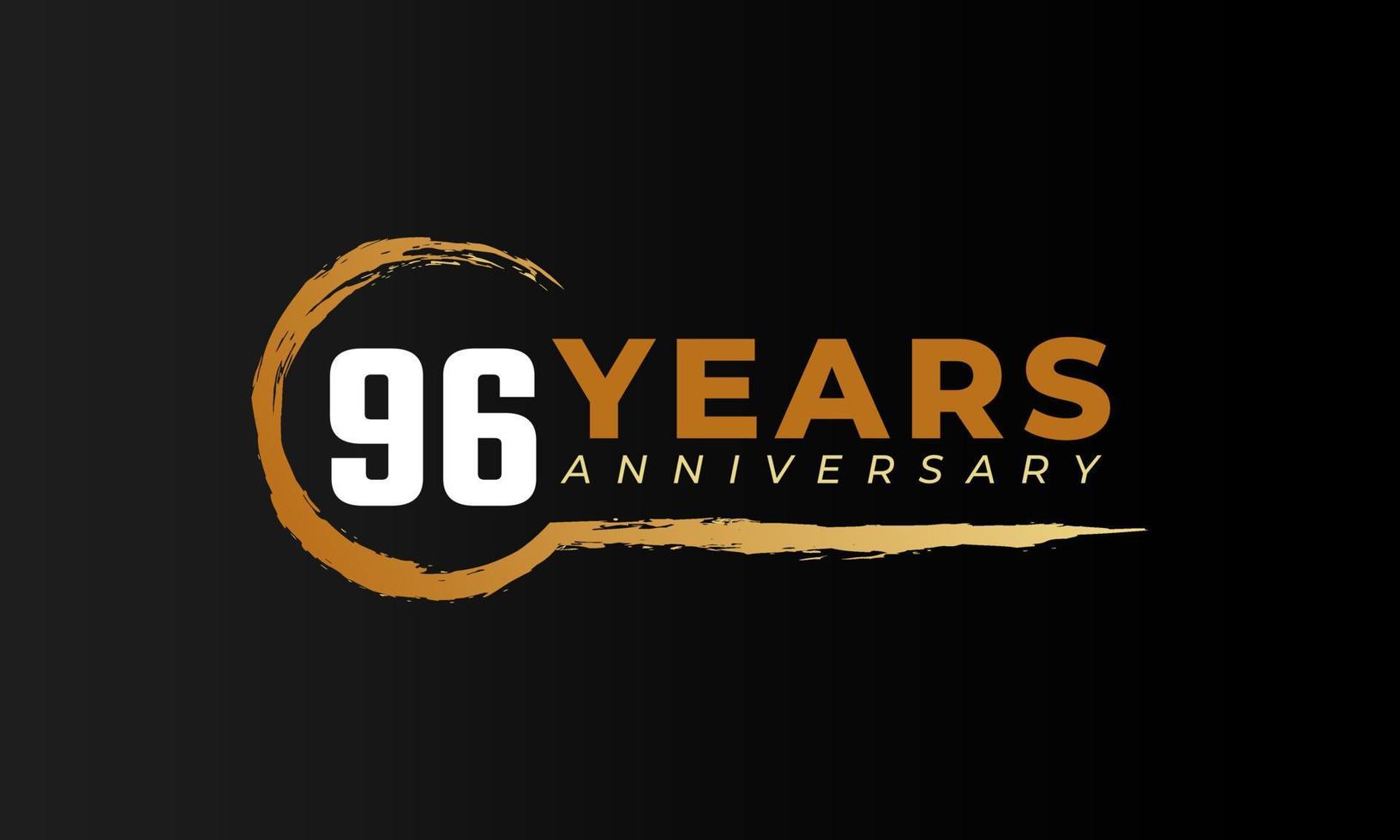 96-jarig jubileumfeest met cirkelborstel in gouden kleur. gelukkige verjaardag groet viert gebeurtenis geïsoleerd op zwarte achtergrond vector