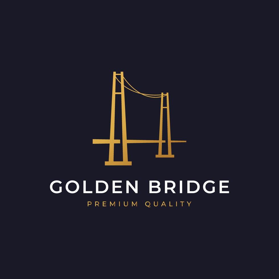 architectuur gouden boog rivierbrug eenvoudig minimalistisch logo in lijnstijl ontwerpinspiratie vector