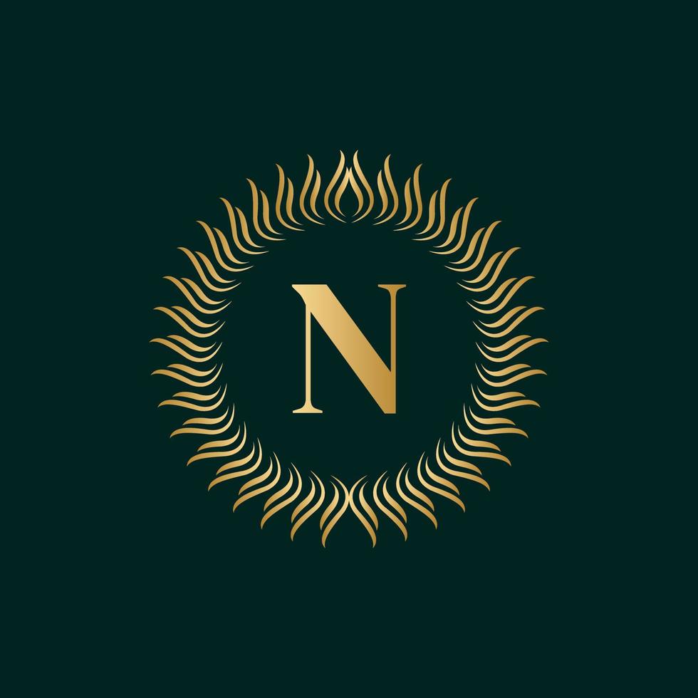 embleem letter n weven cirkel monogram sierlijke sjabloon. eenvoudig logo-ontwerp voor luxe embleem, royalty, visitekaartje, boetiek, hotel, heraldisch. kalligrafische vintage rand. vectorillustratie vector