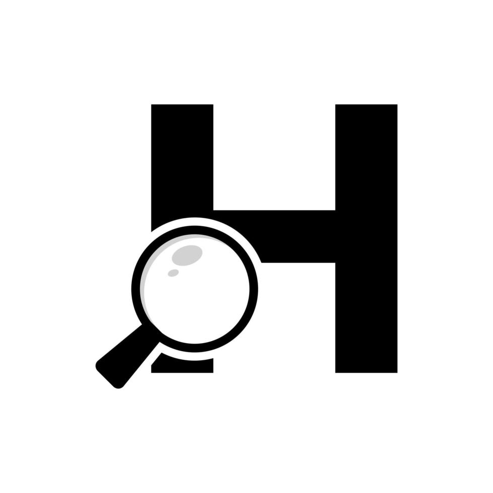 zoek logo. letter h vergrootglas logo ontwerp vector