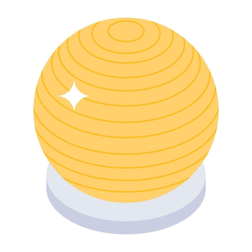 fitball icoon van isometrische stijl, fitness bal vector