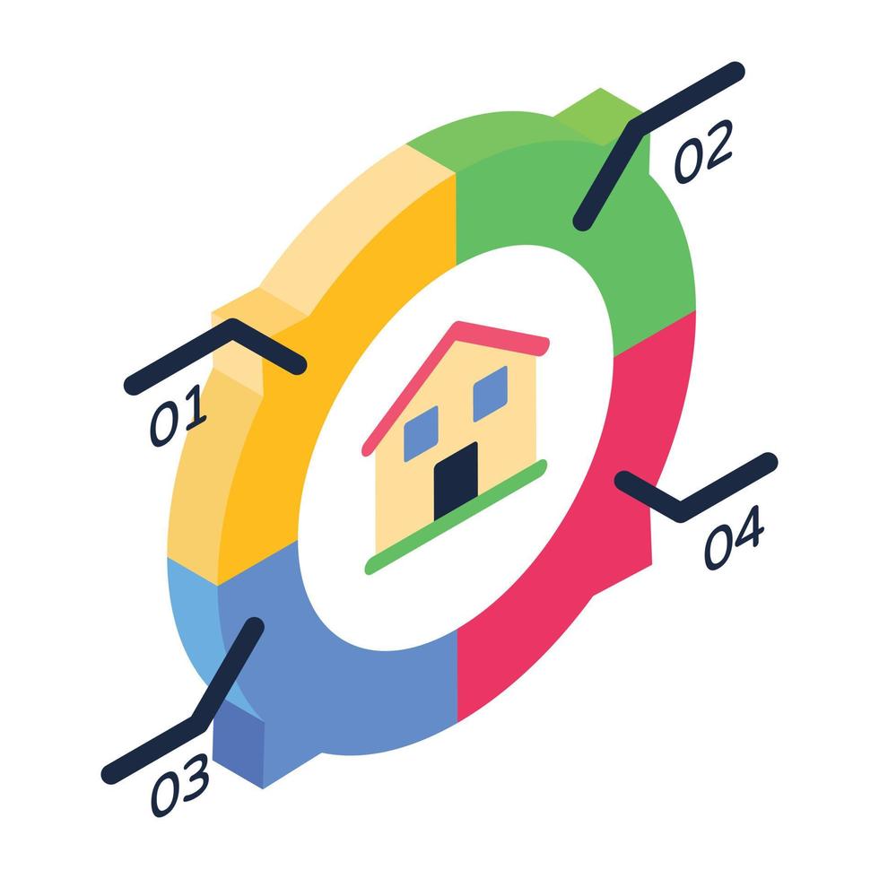 onroerend goed infographic in isometrisch pictogram vector