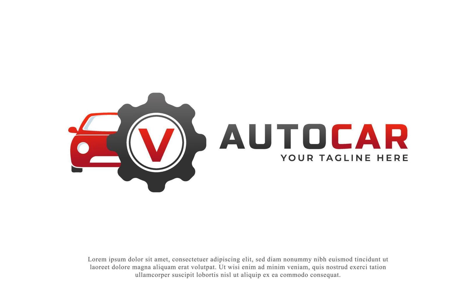 letter v met auto-onderhoudsvector. concept automotive logo-ontwerp van sportwagen. vector