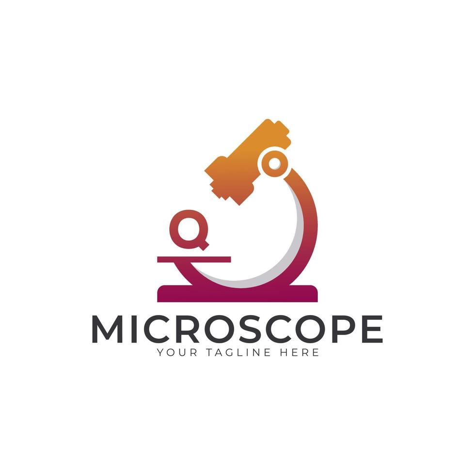 laboratorium logo. beginletter q Microscoop logo-ontwerpelement sjabloon. vector