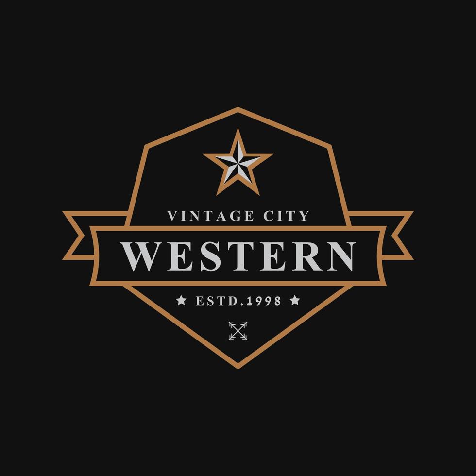 vintage retro badge voor westers land embleem texas logo ontwerpsjabloon element vector