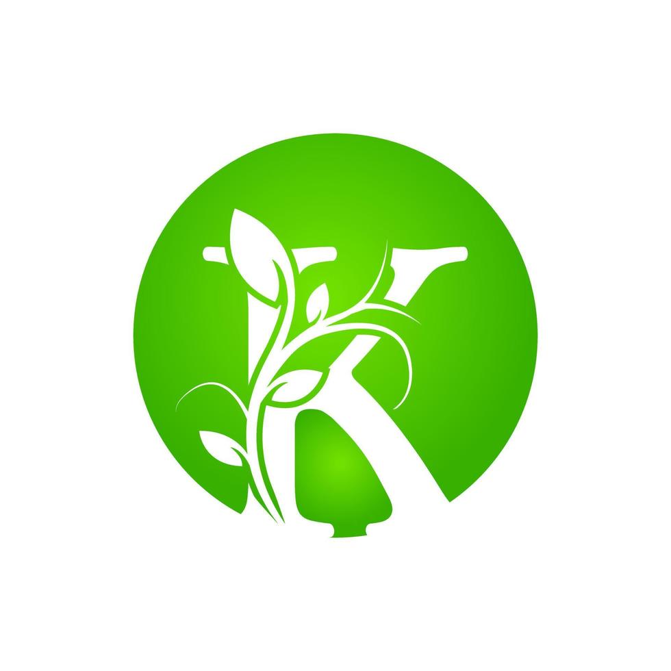 letter k kuuroord logo. groene bloemen alfabet logo met bladeren. bruikbaar voor bedrijfs-, mode-, cosmetica-, spa-, wetenschaps-, gezondheidszorg-, medische en natuurlogo's. vector