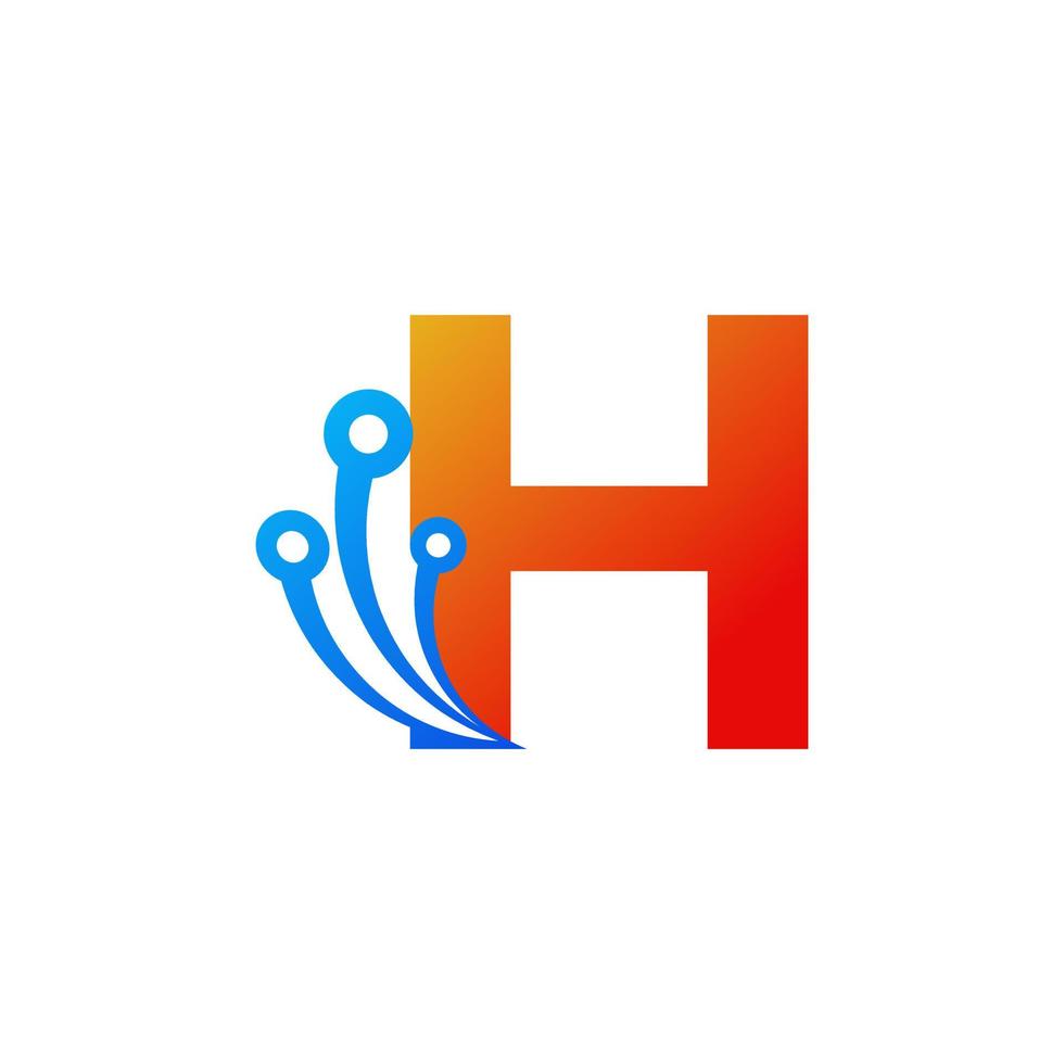 beginletter h technologie logo ontwerpsjabloon element vector