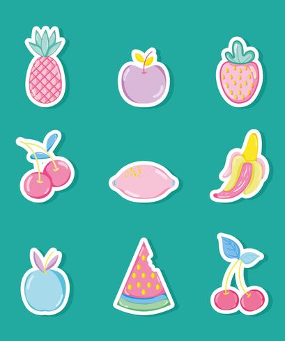 Vaste pastelkleuren fruitcollectie vector