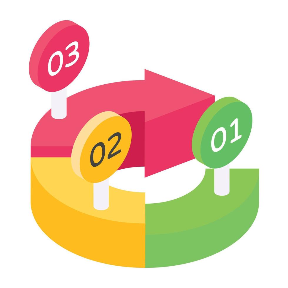 cirkeldiagram in isometrisch pictogram vector