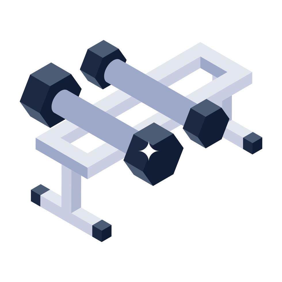 squat rack icoon van isometrische stijl, fitnessapparatuur vector