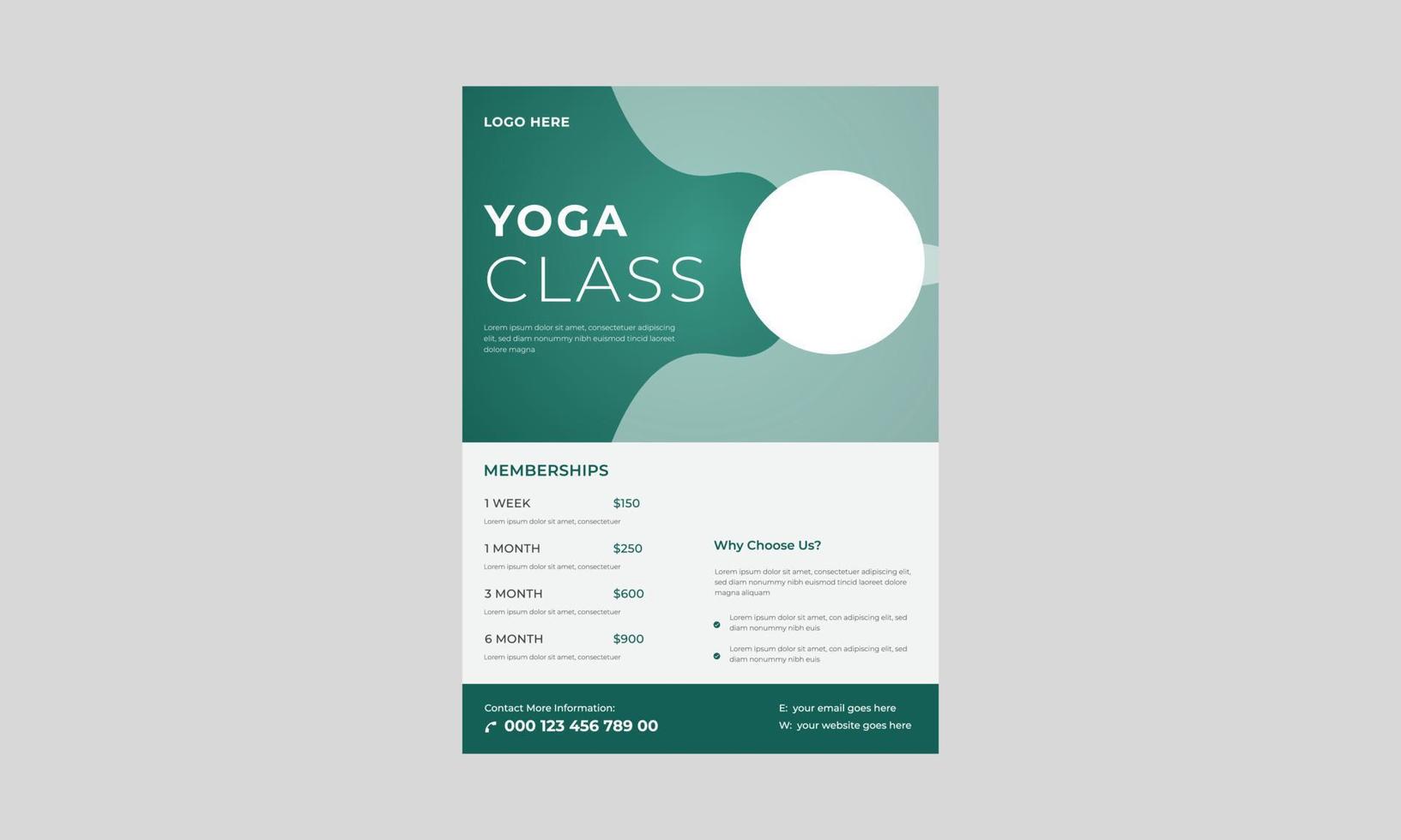 yoga flyer ontwerpsjabloon, fitness training banner ontwerpsjabloon, yoga online klasse flyer-sjabloon, yoga business flyer-sjabloon vector