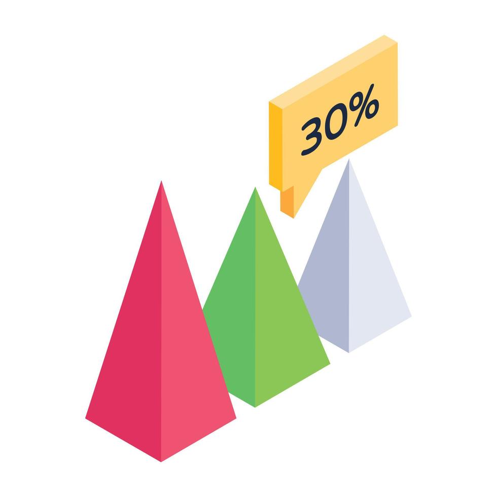 driehoeksdiagram bewerkbaar isometrisch pictogram vector